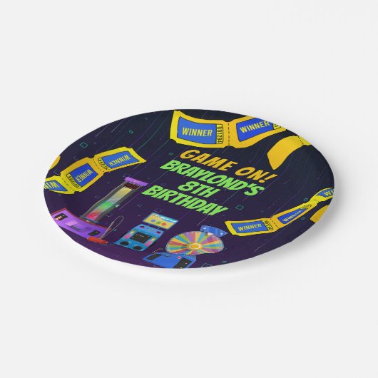 Gaming en Arcade Birthday Papieren Bordje (Gekanteld)