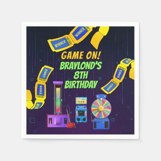 Gaming en Arcade Birthday Servet (Voorkant)