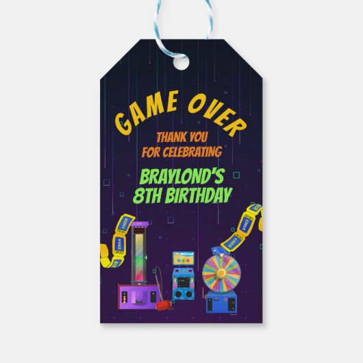 Gaming en Arcade Verjaardag Bedankt Cadeaulabel (Achterkant)