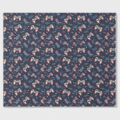 Gaming en Games Thema Blauw Kerstmis Cadeaupapier (Vlak)