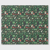 Gaming en Games Thema Groene Kerstmis Cadeaupapier (Vlak)