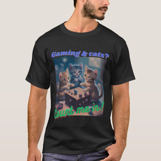 Gaming en katten t-shirt (Voorkant)