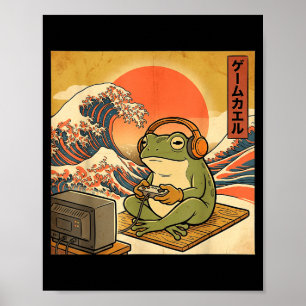 Gaming Frog Kunst Ukiyo-e Japanse Gamer Anime Mann Poster