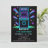 Gaming Fun Neon Glow Arcade Birthday Kaart (Staand voorkant)
