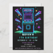 Gaming Fun Neon Glow Arcade Verjaardag Kaart (Voorkant)