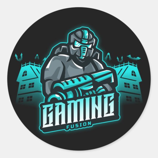 Gaming Fusion Retro Gamer Ronde Sticker (Voorkant)