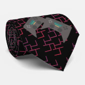 Gaming Gamer Cadeau Doolhof Rood Zwart Stropdas (Opgerold)