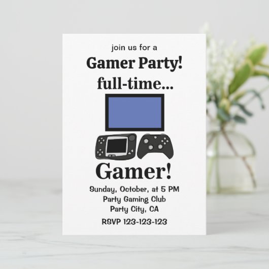 Gaming Gamer Funny Gamer Party Kaart (Staand voorkant)