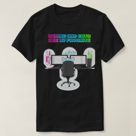 Gaming, gamer, kattever, videogames spelen spelen t-shirt (Design voorkant)