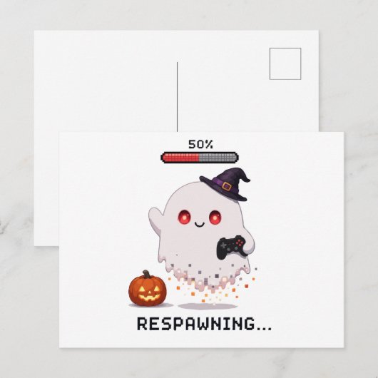 Gaming Geest Halloween Respawning Briefkaart (Voorkant / Achterkant)