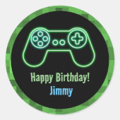 Gaming Gelukkige Verjaardag Ronde Sticker (Voorkant)