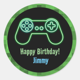 Gaming Gelukkige Verjaardag Ronde Sticker