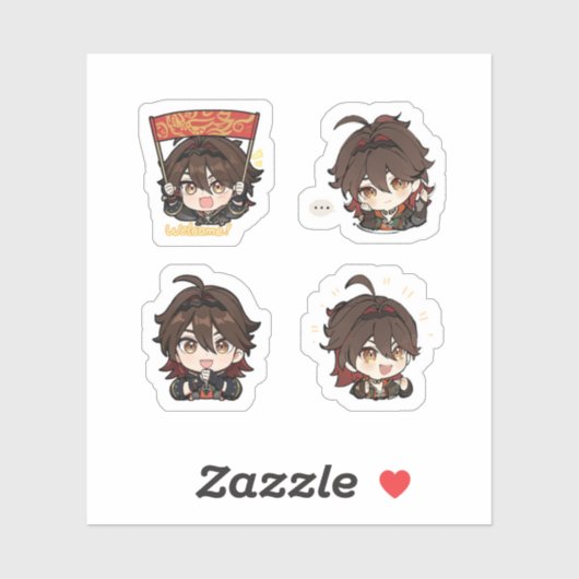 Gaming Genshin Impact 4 Pack Stickerblad Sticker (Vel)