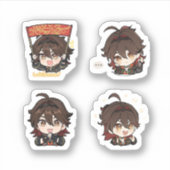 Gaming Genshin Impact 4 Pack Stickerblad Sticker (Voorkant)