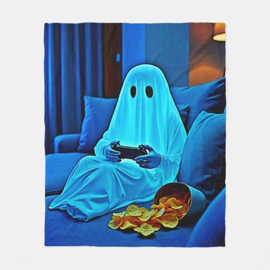 Gaming Ghost Cosy Night in Design Fleece Deken (Voorkant)