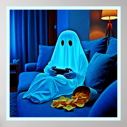 Gaming Ghost Cosy Night in Design Poster (Voorkant)
