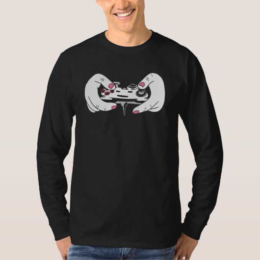 Gaming Girl Controller Console Player Cool Gamer T-shirt (Voorkant)