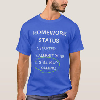 gaming grappige huiswerk status met witte tet jong t-shirt