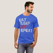 Gaming Grappige Meme EAT SLAAP RAID REPEAT Game T-shirt (Voorkant volledig)