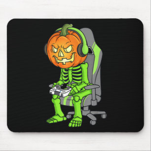 Gaming Halloween Skeleton Jack O Lantern Gamer Boy Muismat