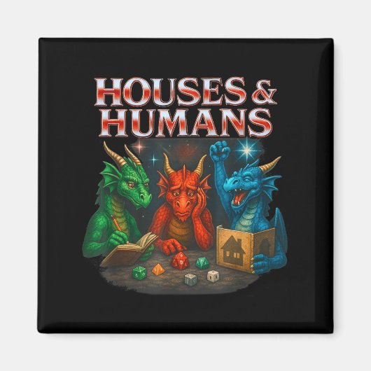Gaming Houses And Humans Funny Game Rpg Gamer Men  Magneet (Voorkant)