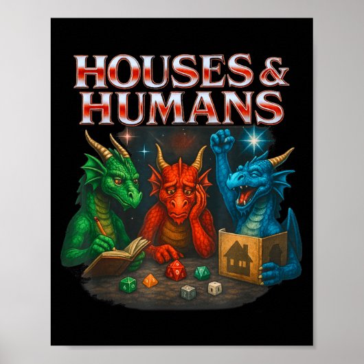 Gaming Houses And Humans Funny Game Rpg Gamer Men  Poster (Voorkant)