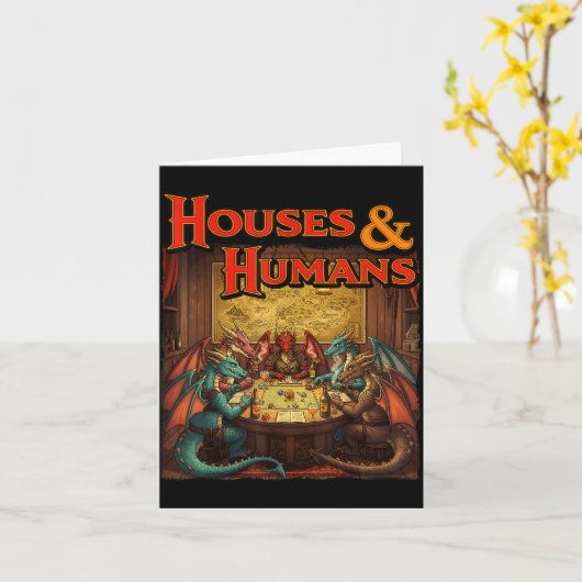 Gaming Houses Humans Funny Rpg Parody Gamer Men Bo Kaart (Gele Bloem)