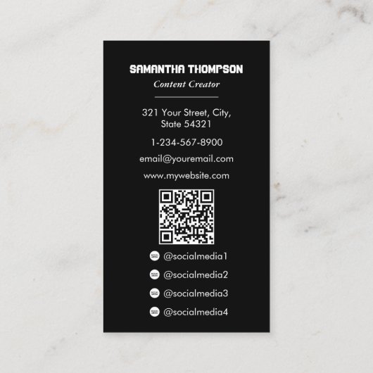 Gaming Influencer Gamer Content Creator Volledige Visitekaartje (Achterkant)