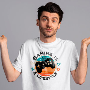 Gaming is een lifestyle Retro  gestreepte zonsonde T-shirt