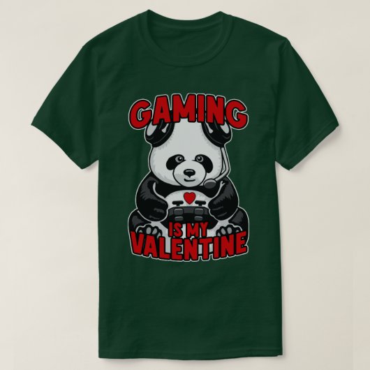 Gaming is mijn Valentijn Panda Grappig Leuk Beer V T-shirt (Design voorkant)