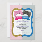 Gaming Joint Boy Girl Pink Blue Birthday Kaart (Voorkant)