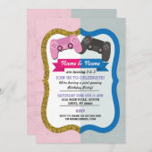 Gaming Joint Boy Girl Pink Blue Birthday Kaart (Voorkant / Achterkant)