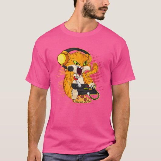 Gaming Kat Gamer Gamer Kat Liefhebber Computer Cad T-shirt (Voorkant)