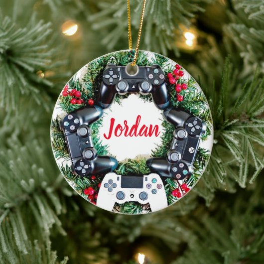 Gaming Krans Aangepast Gamer Keramisch Ornament (Boom)