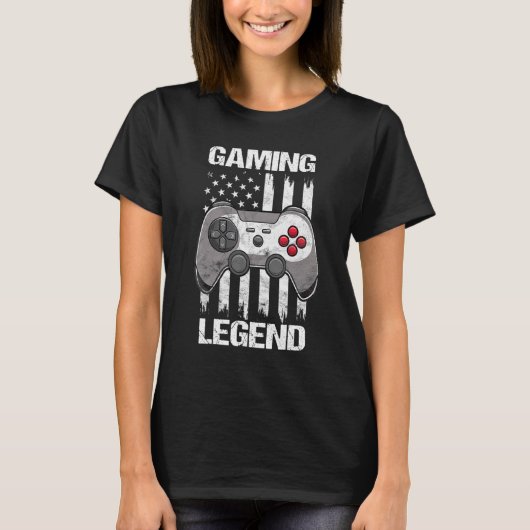 Gaming Legend American Gamer Video Game ons Vlag V T-shirt (Voorkant)