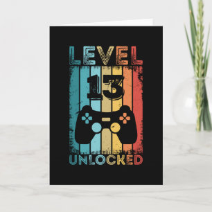 Gaming Level 13 Unlocked 13th Birthday Gift Gamer Kaart
