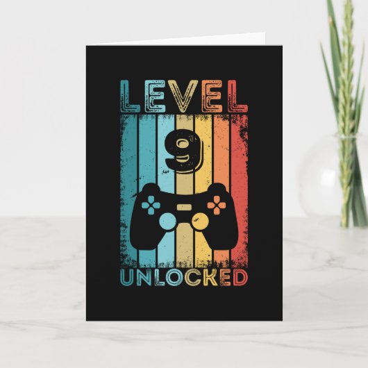 Gaming Level 9 Unlocked 9th Birthday Gift Gamer Kaart (Voorkant)