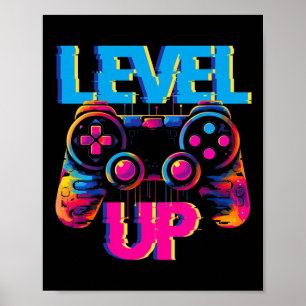 Gaming Level Up Game Controller Video Game Pop Kun Poster