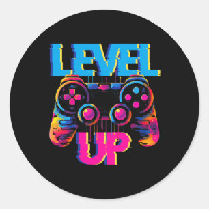 Gaming Level Up Game Controller Video Game Pop Kun Ronde Sticker