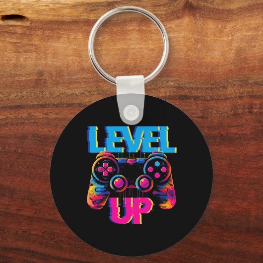 Gaming Level Up Game Controller Video Game Pop Kun Sleutelhanger (Voorkant)
