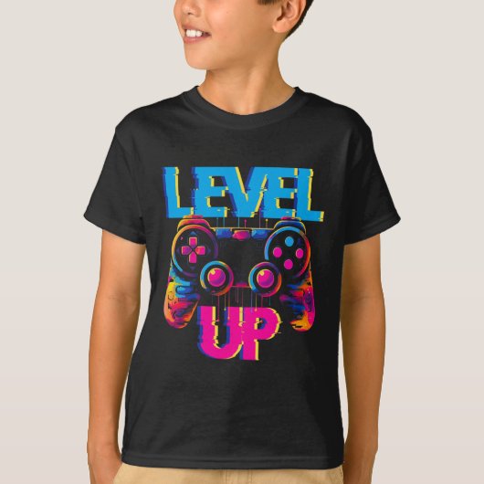 Gaming Level Up Game Controller Video Game Pop Kun T-shirt (Voorkant)