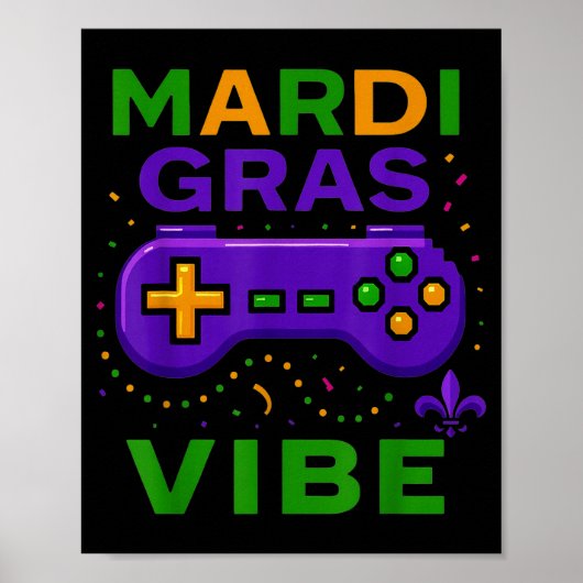 Gaming Mardi Gras-sfeer Retro videogame-controller Poster (Voorkant)