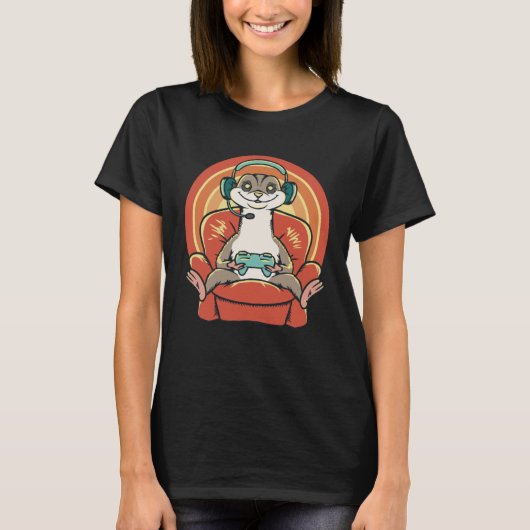Gaming Meerkat Outfit For Gamers T-shirt (Voorkant)