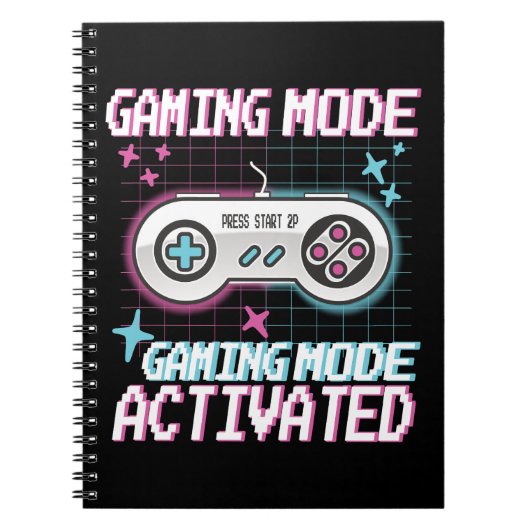 Gaming Mode Geactiveerde Retro Pixel Gamer Design Notitieboek (Voorkant)