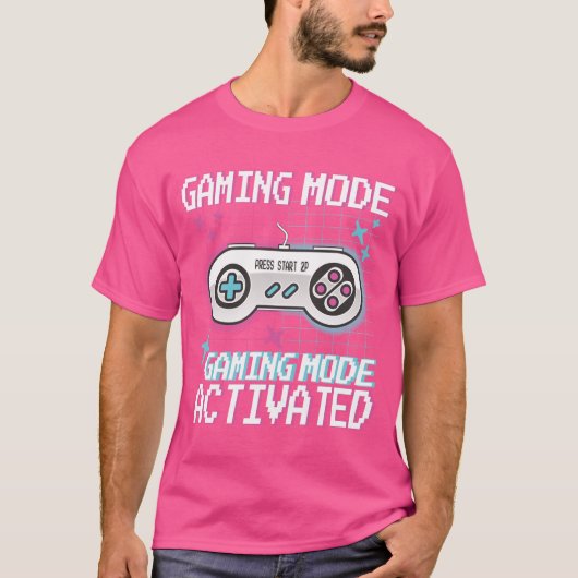 Gaming Mode Geactiveerde Retro Pixel Gamer Design T-shirt (Voorkant)