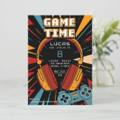 Gaming Modern Leuke Verjaardag Uitnodiging (Staand voorkant)
