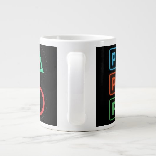 Gaming Mug – Pixels Power Play Neon Coffee Cup Grote Koffiekop (Achterkant)