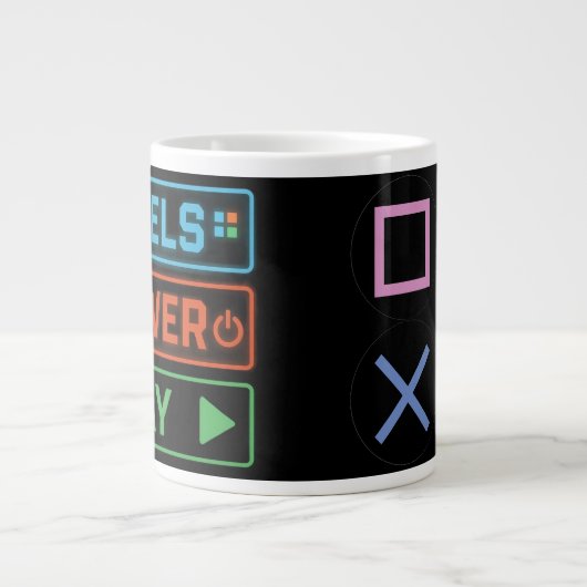 Gaming Mug – Pixels Power Play Neon Coffee Cup Grote Koffiekop (Voorkant)