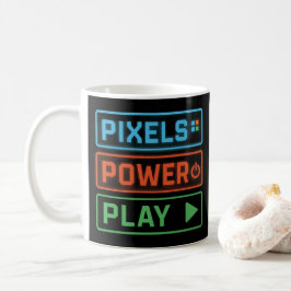 Gaming Mug – Pixels Power Play Neon Coffee Cup Koffiemok