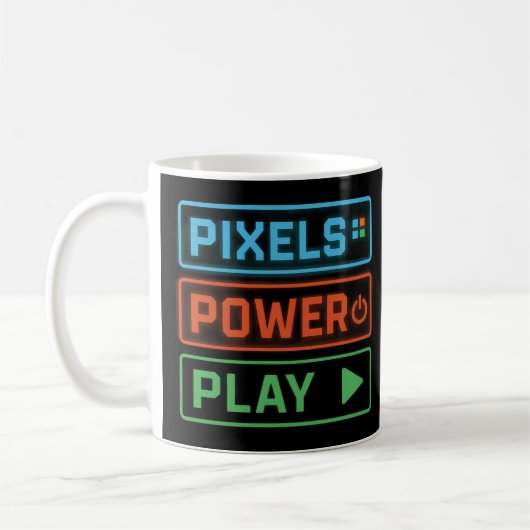 Gaming Mug – Pixels Power Play Neon Coffee Cup Koffiemok (Links)